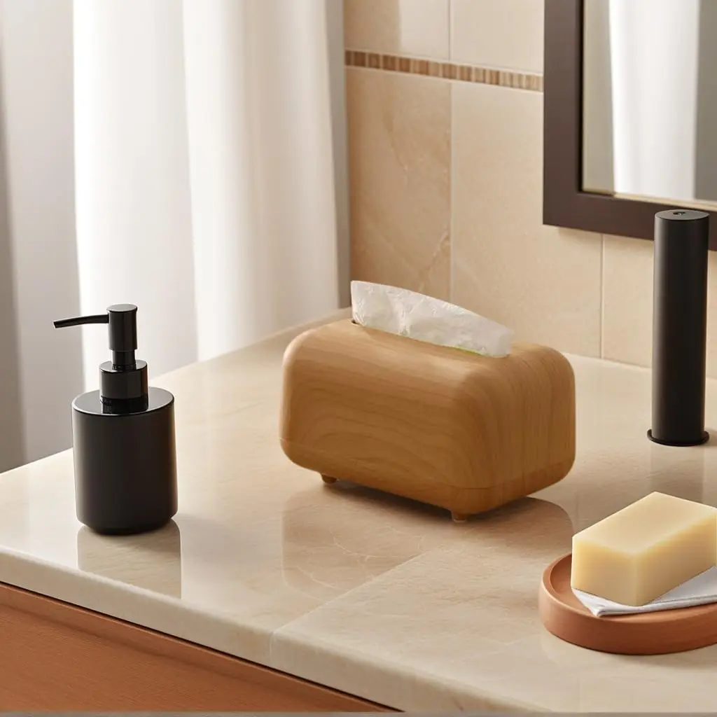 1Pcs with Spring Inside Tissue Box Large Capacity Napkin Dispenser Tissue Storage Shell Wood Grain Plastic Paper Holder