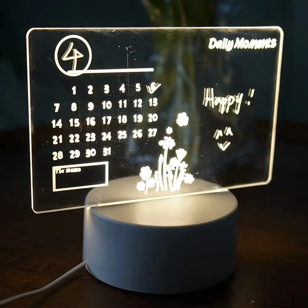 크리 에이 티브 LED 노트 보드 야간 조명 USB 재기록 가능한 메시지 보드 어린이를위한 따뜻한 부드러운 빛 여자 친구 장식 밤 램프
