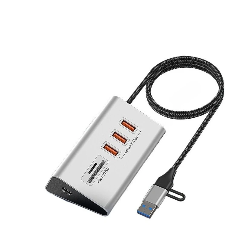 Typec docking station, usb10Gbps hub, SD card reader, suitable for external laptops, mobile phones and tablets