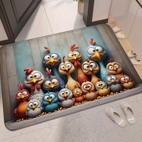Festive 'Big-Eyed Chick' Family Design Door Mat Non-Slip Machine Washable Rug for Bedroom Bathroom Kitchen Carpet