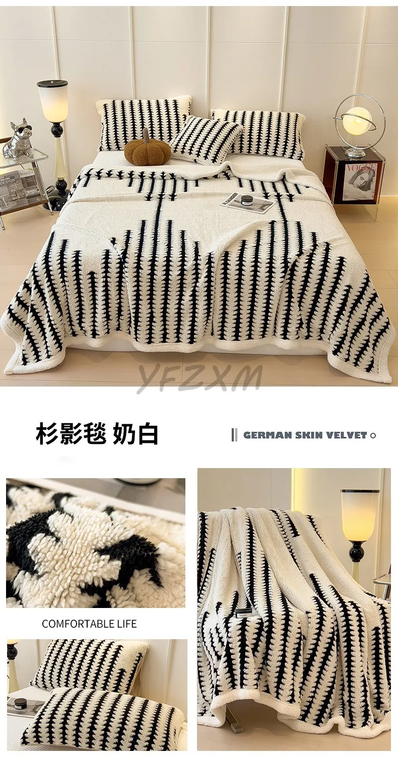 Warm Flannel Autumn Winter Blanket Super Soft Fluffy Queen Blanket Single Double Cozy Skin-friendly Multifunctional Nap Blanket