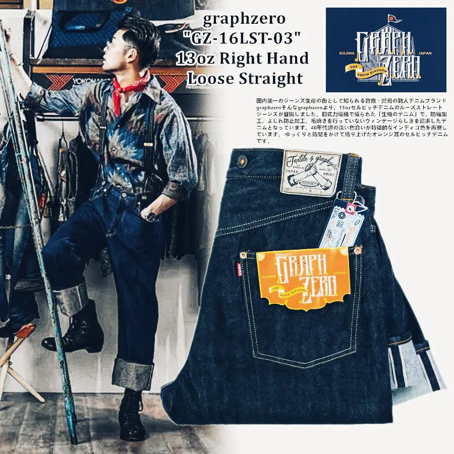 

1900 Graph Zxxo Old Power Loom 13oz Right Twill Weave Red Ear Denim Jeans