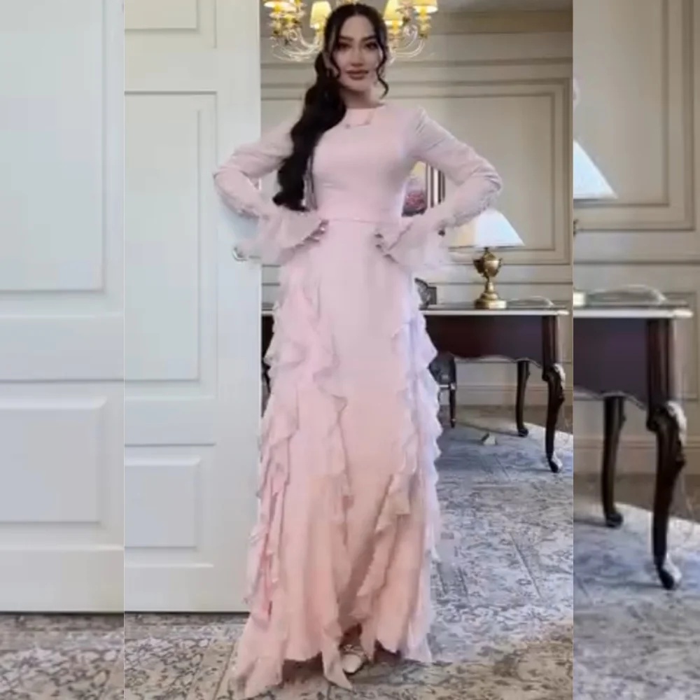 

Customized Modern Style Jersey Pleat A-line Scoop Neck Midi Dresses Bespoke Occasion Classic Exquisite