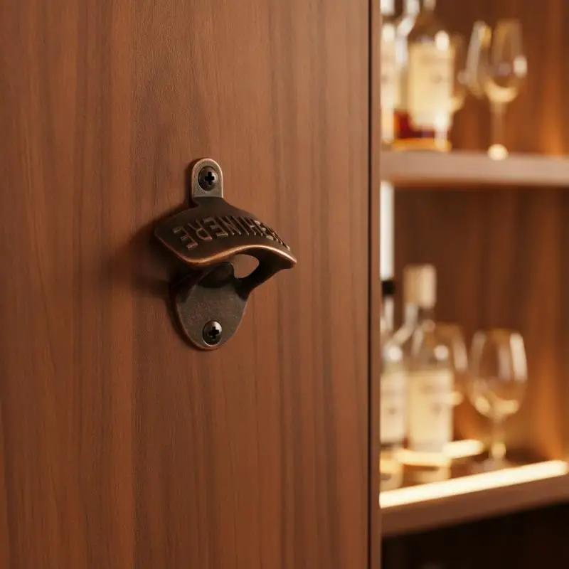 Zinc Alloy Retro Beer Bottle Opener Wall Mounted Rust Resistant for Commercial Pub Home Gathering Outdoor Picnic Use
