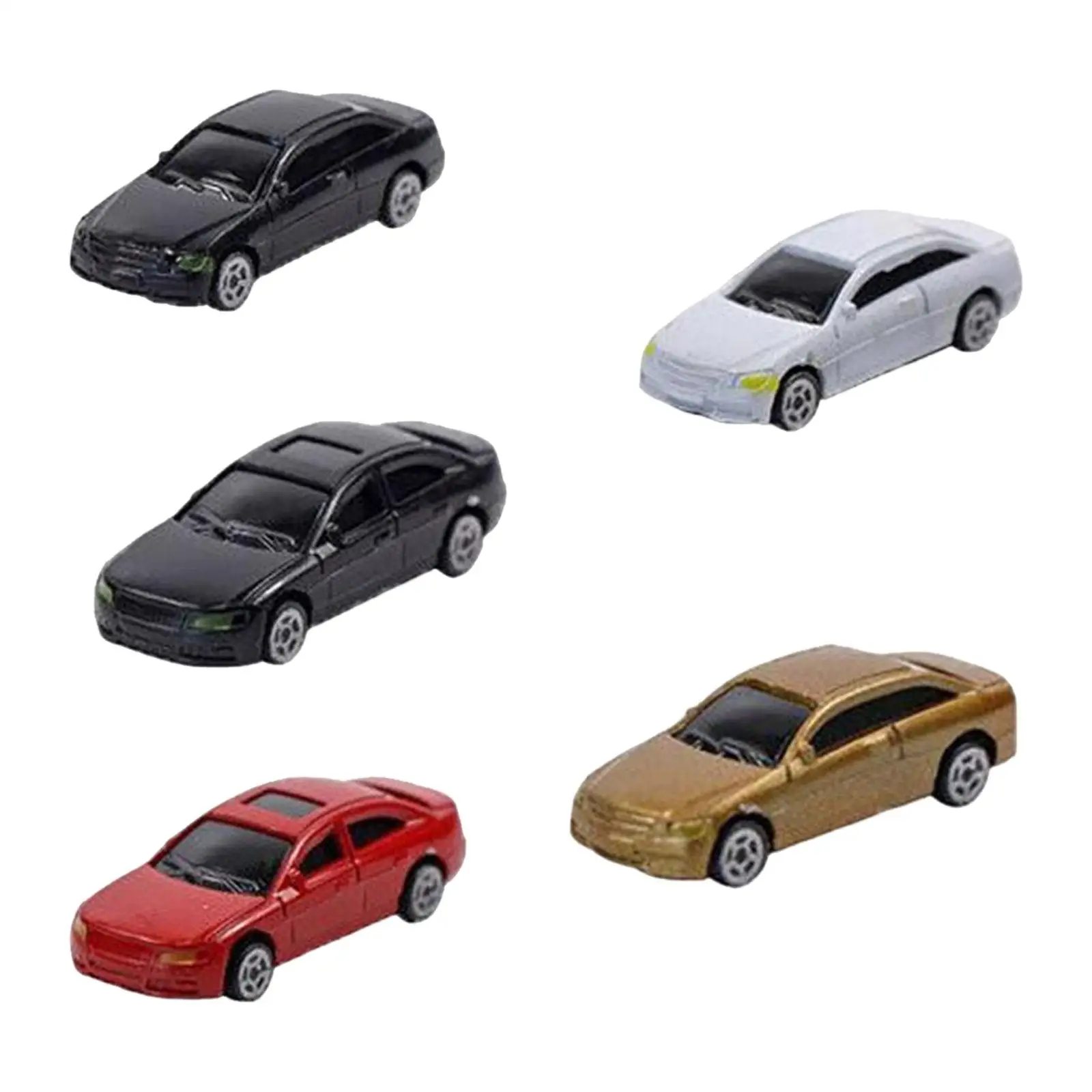 5 Pieces Mini Scale Model Car 1:87 Trains Railway Parking HO Scale Table