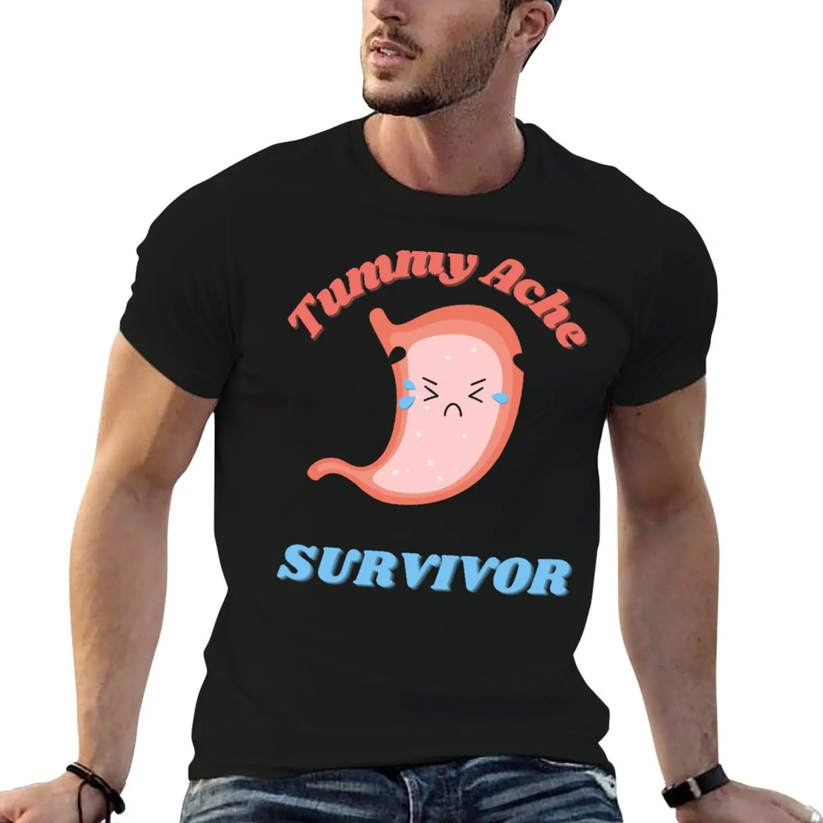 Vintage Tummy Ache Survivor Cute Kawaii T-Shirt man t shirt graphic t shirts heavyweight t shirts for men