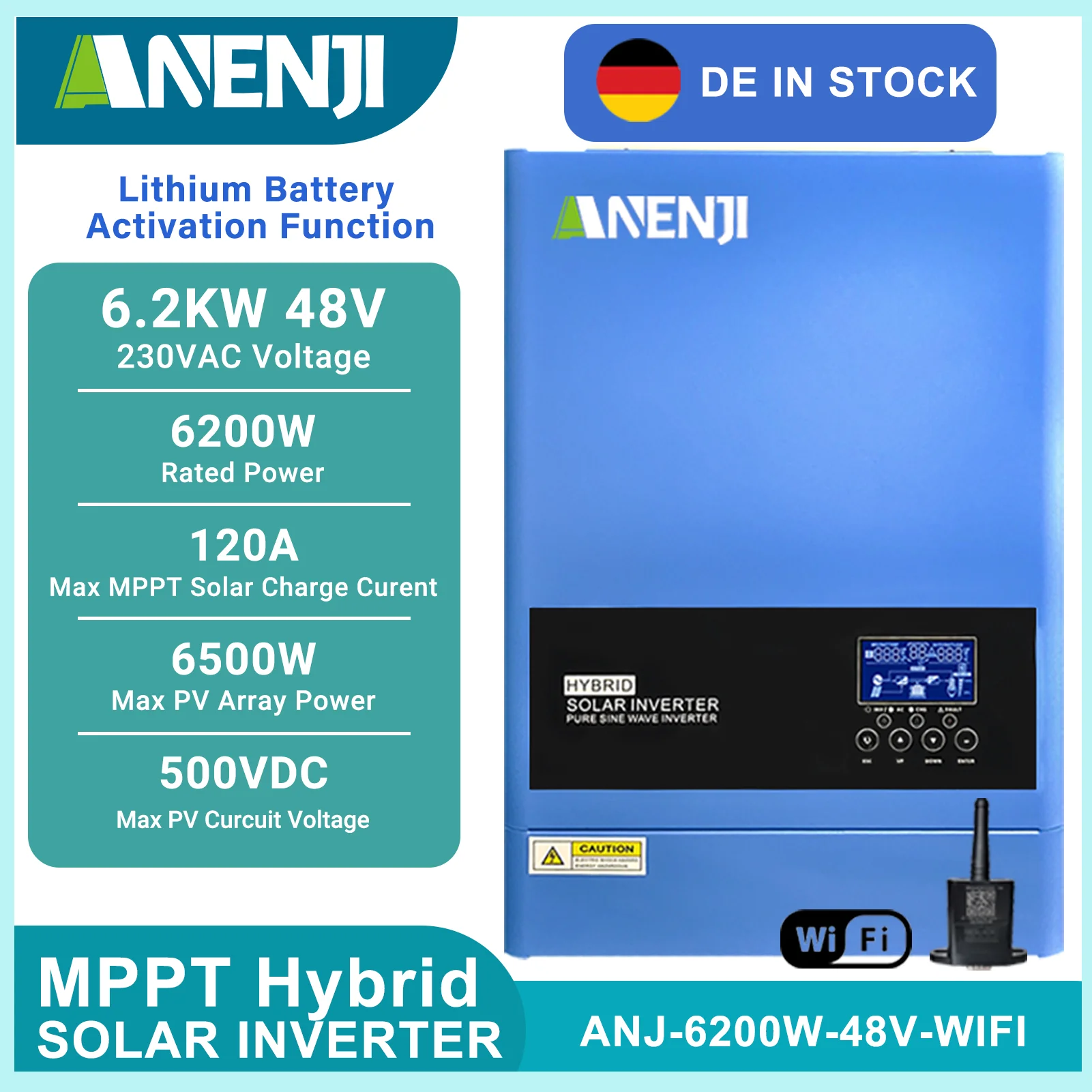 11KW 6.2KW 4KW 2KW Hybrid Solar Inverter 48V 24V With 60A 100A 160A MPPT Charge Controller 220V  with WIFI Support BMS