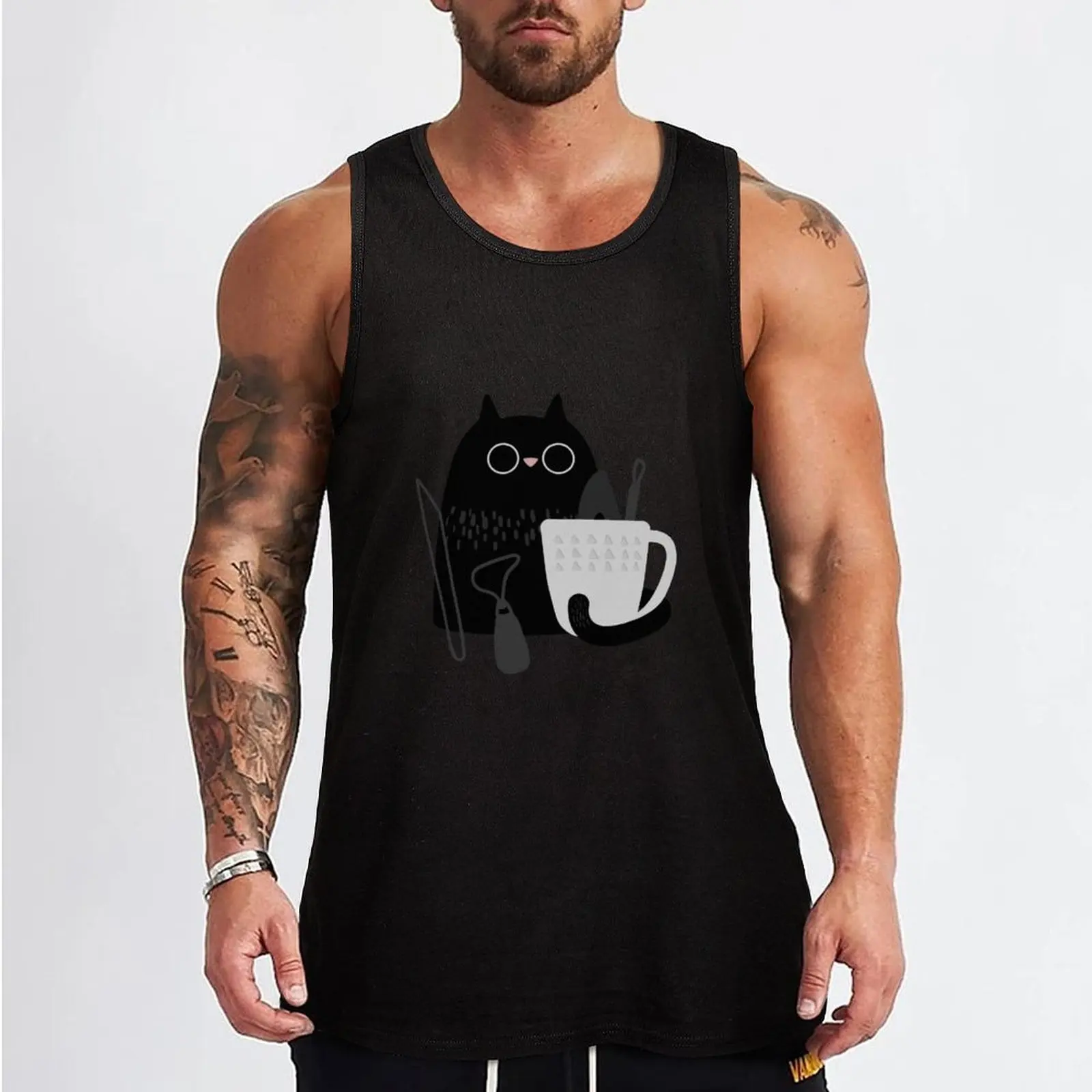 Pottery cat Tank Top gym clothing Men's clothes Men's t-shirt