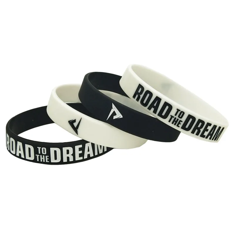 50PCS Road to the Dream Rubber Silicone Bracelets&Bangles Ink Filled Logo Letter Women Men Bracelet Rubber Wristband Gifts SH307