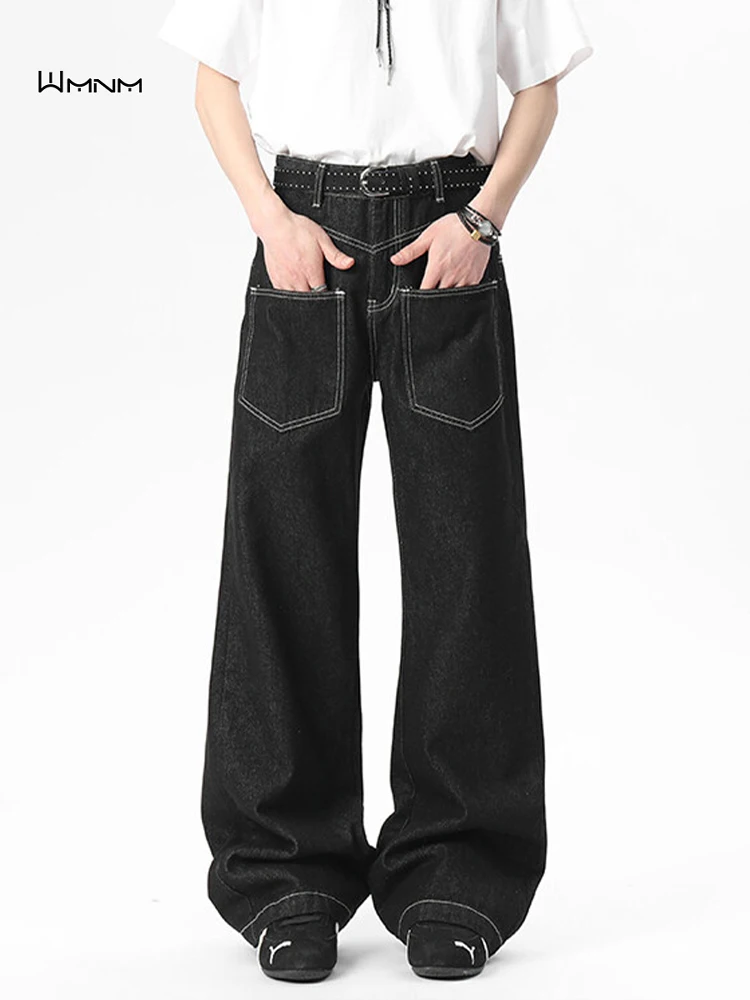 

American Sle Flared Jeans Men's Trendy High Street Design Waed Original Color Wide Leg Pants Youth Summer Wear