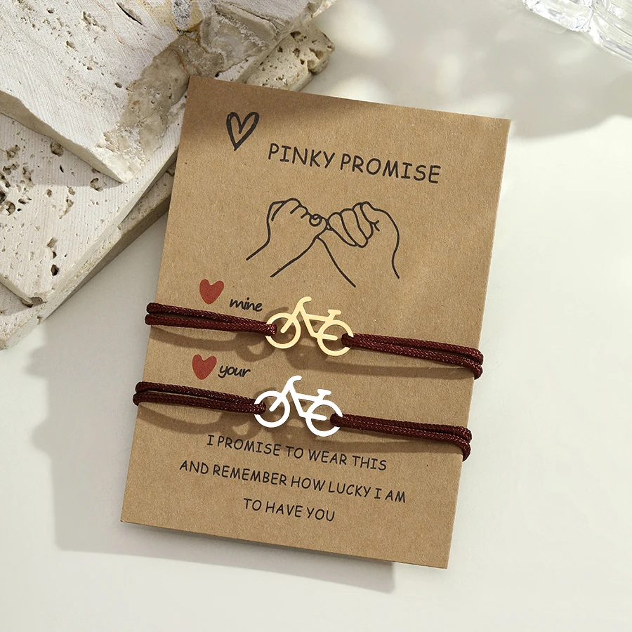 Romantic 2Pcs Couple Bracelet Set Bicycle Charm Matching Braclet For Best Friends Lovers Gift Lightweight Comfortable Adjustable