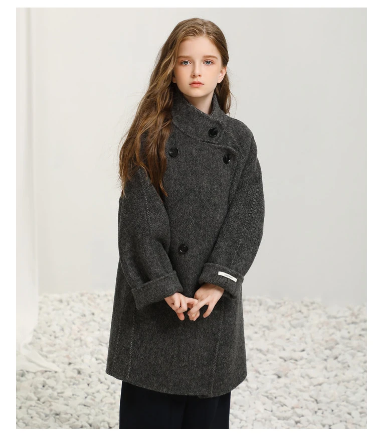 Children's Double-sided Cashmere Coat Autumn Winter Wool Coat for Boys Girls Elegant Fashionable Children's Clothing Comfortable image 3