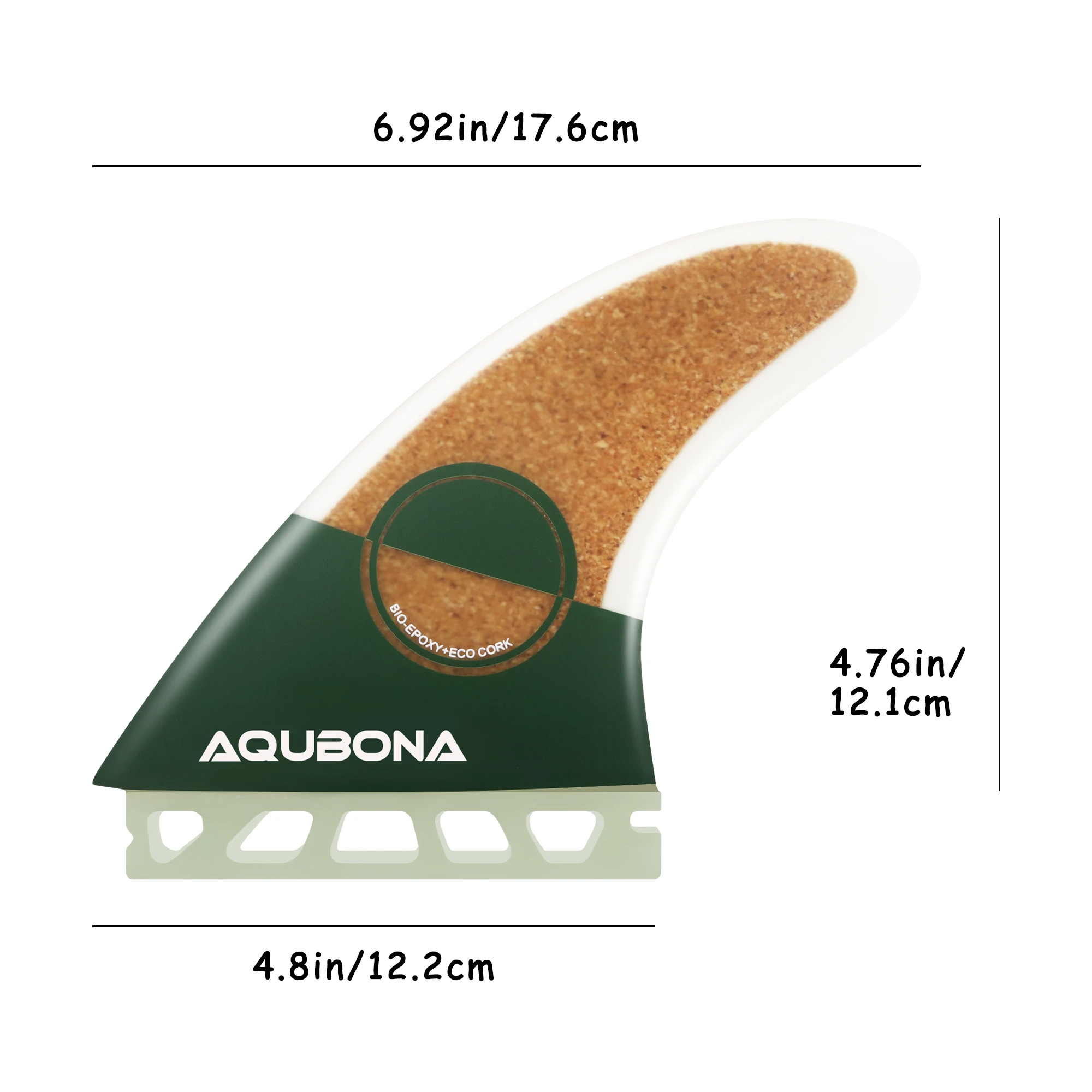 Surf Fins for Surfing, Single or Dual Tab II, AM2 Size, Tri-Fin Set, Fiberglass, with Fin Key Screw