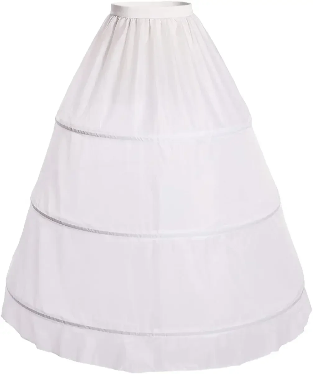 Anágua Crinoline Pannier, Underskirt Cosplay, 3 Aros, Fato de agitação, Branco