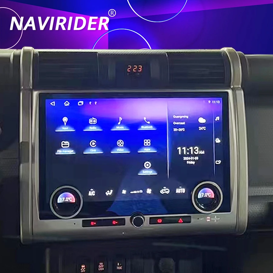 13'' QLED Video Multimídia Player Carplay Car Radio For Toyota FJ Cruiser J15 2007-2024 RDS BT  Android 14 Navigation Stereo