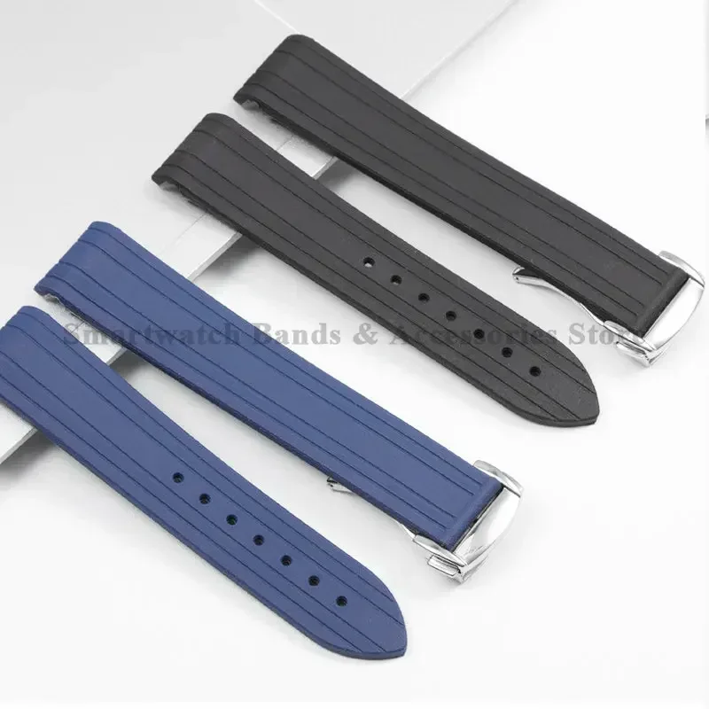 20mm Rubber Watch Strap for Omega for Seamaster 300 Wrist Band Folding Watch Clasp Men Women Sport Bracelet Watch Accessories