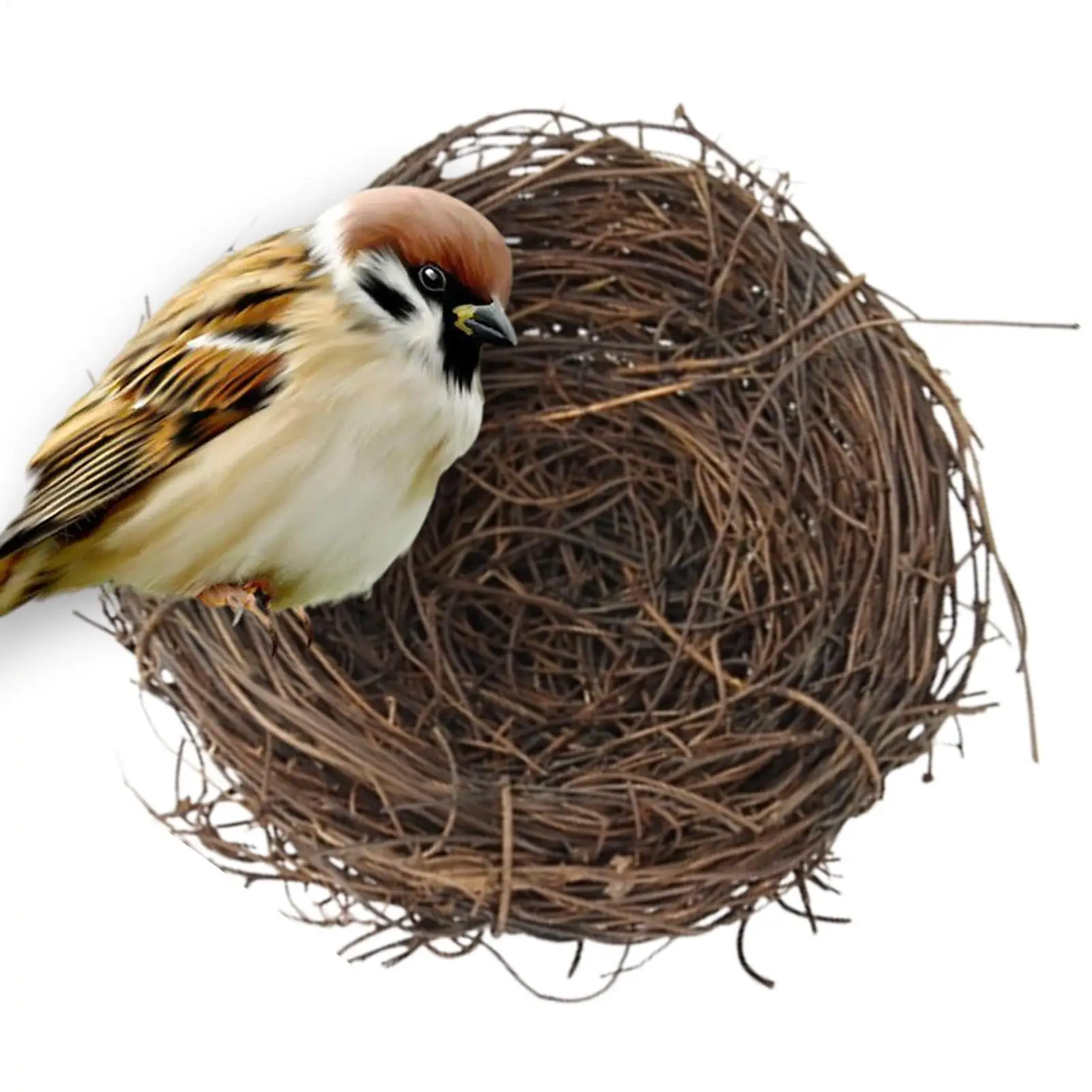 Round Rattan Bird Nest Easter Handmade DIY Craft Vine Simulation Bird Nest Egg Decor Props Home Garden Window bird house