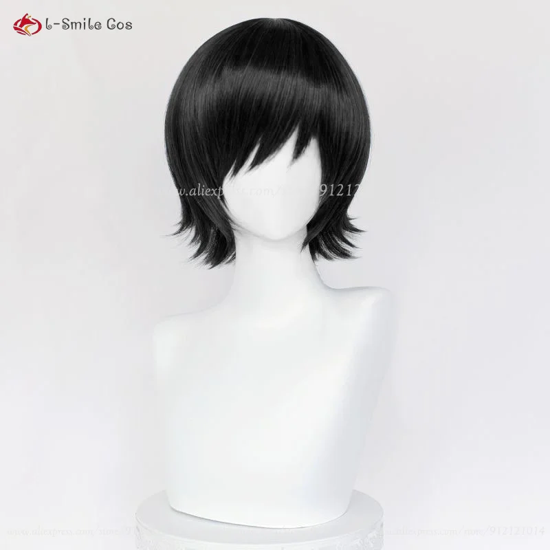 High Quality Himeno Cosplay Wig Anime COS Himeno Short Black Wig And Eye Mask Heat Resistant Hair Party Wigs + Wig Cap