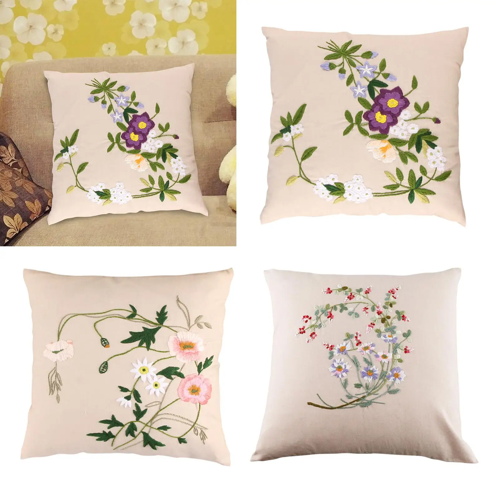 Modern Pillow Cover Cross Stitch Embroidery Pillowcase Needlework Decor