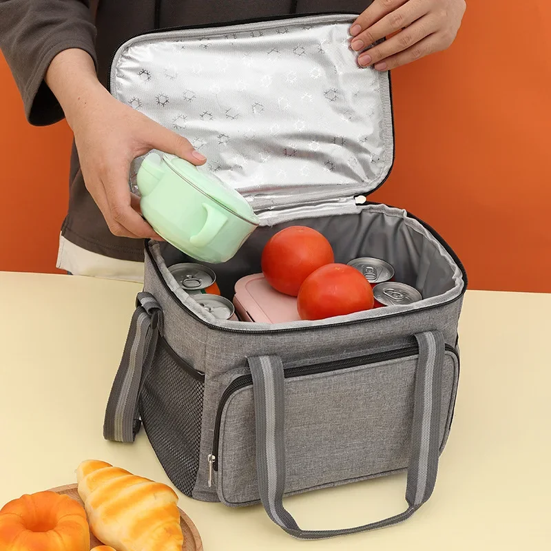 Bolsa de almuerzo enfriadora para exteriores, bolsa de almuerzo para acampar, Picnic, bebida, funda con aislamiento térmico, fiambrera impermeable, caja de termo con correa para el hombro para alimentos, 14L