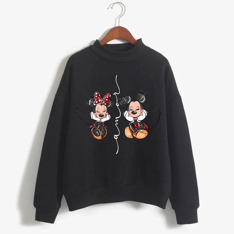 Fashion Hoodies Turtleneck Minnie Kawaii Cartoon  Anime Sweatshirt Disney Mickey Mouse Hoodie Clothes Girl Boy Top Sweatshirts