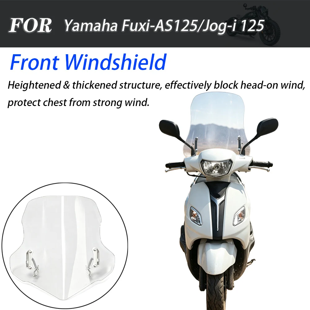 For Yamaha Fuxi AS125 Jog‑i125 Scooter Import‑Grade Raised Front Wind Deflector Windscreen Modified Commuter Parts