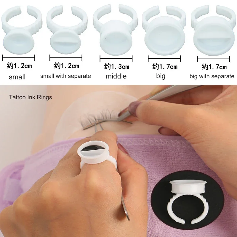 1 Bag 100pcs Disposable Microblading Pigment Glue Rings Tattoo Ink Holder Eyebrow Makeup Eyelash Extension Glue Cups