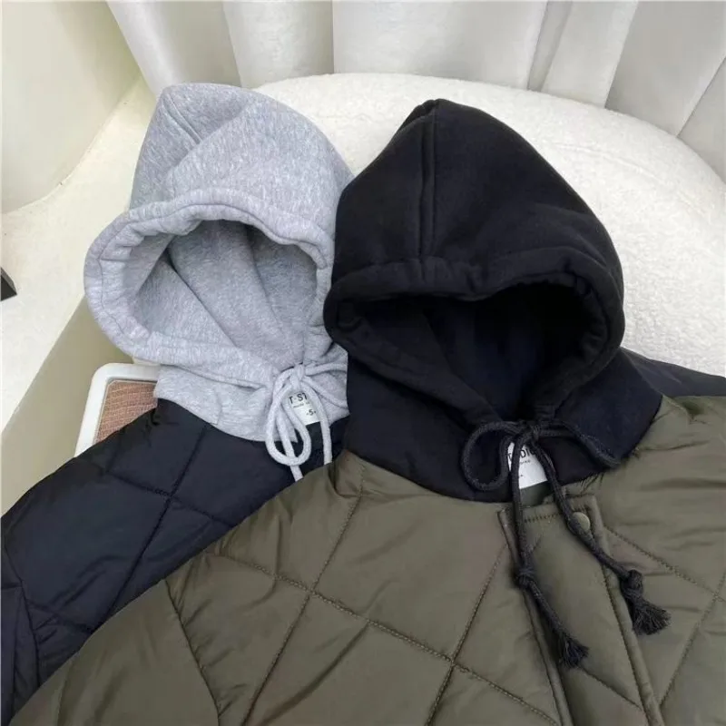 Children Cotton-padded Coat 2024 Autumn Winter New Fashionable Boys and Girls Solid Color Baby Short Pocket Warm Jacket