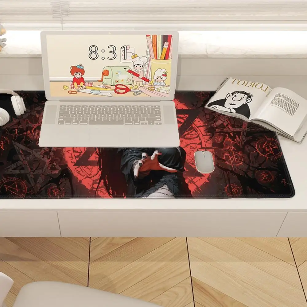 HYBXAXC Gothic Occult Pentagram Witch Large Mouse Pad Red Dark Masked Black Magic Symbol Edgy Aesthetic Extended Gaming Desk Mat