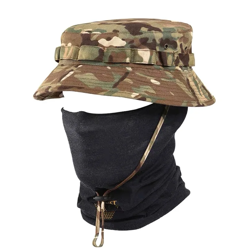 British SAS Aircrew Short Brim Benny Hat MC Camo Narrow Brim Round Edge Fisherman\'s Hat Sunscreen Breathable Riding