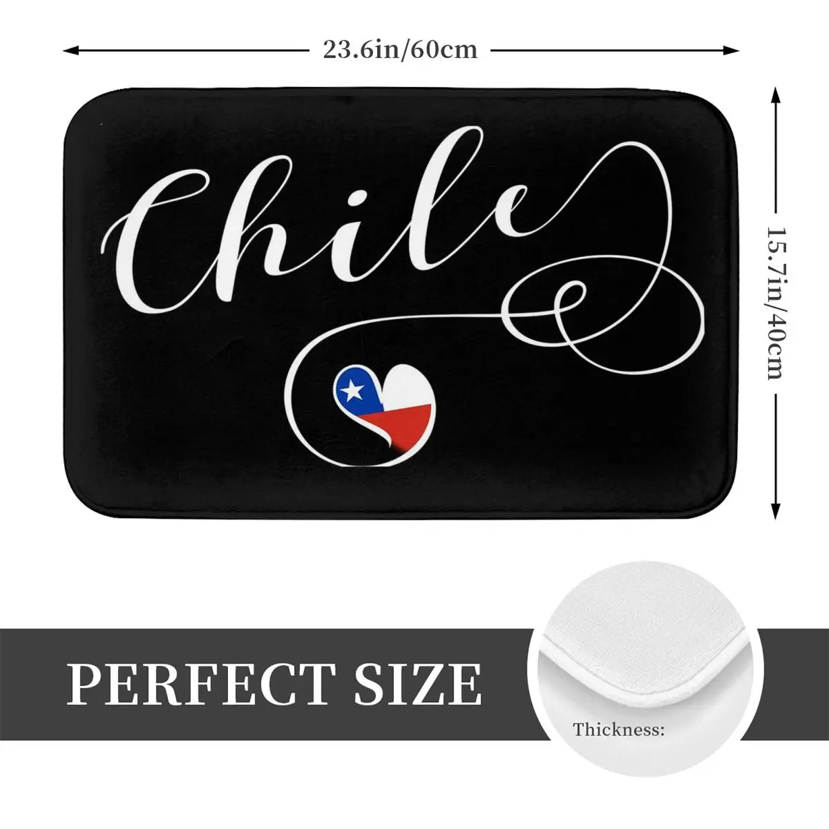 Chile Flag In Heart Chilean Anti-slip Doormat Floor Mat Washable Carpet Rug for Kitchen Entrance Home Balcony Footpad Mats