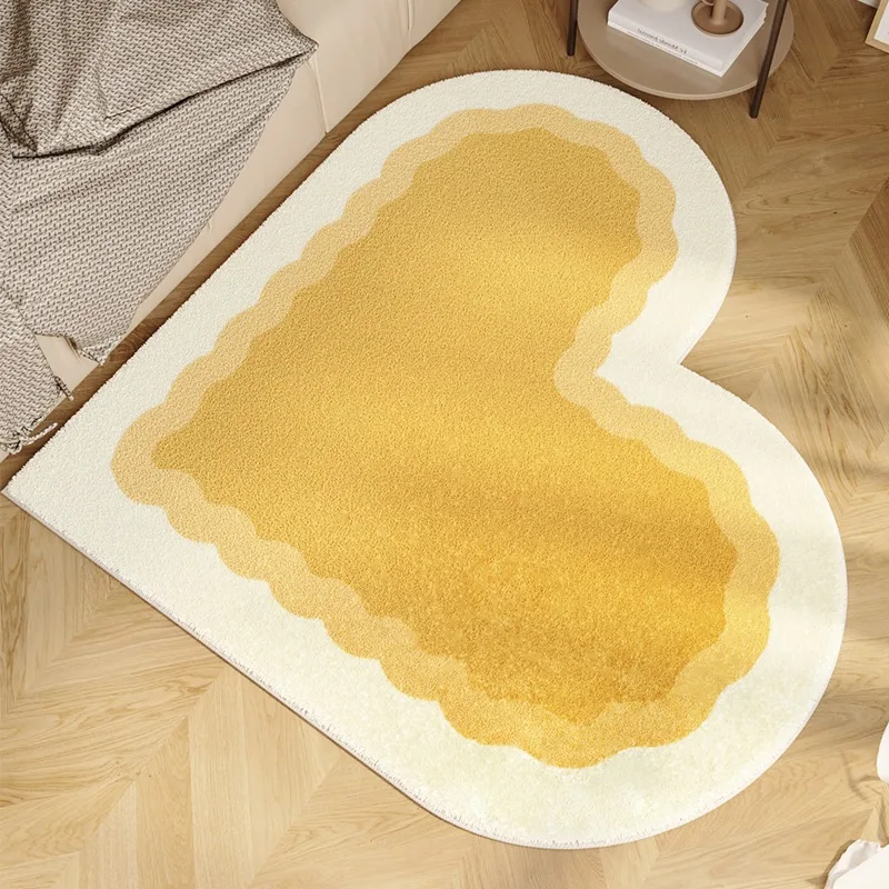 Anti-slip Heart Shape Cute Bath Mat Fluffy Soft Imitation Cashmere Floor Mat Shower Room Floor Mat Children's Room Living Room
