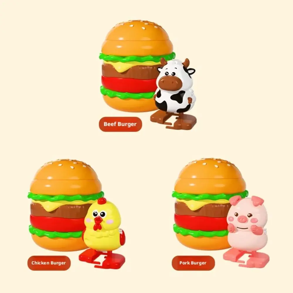 Cute Animal Style Burger Animal Toy Burger Shape Interactive Wind-Up Animal Toy Stress Relief Jumping Egg Toy Interactive Play
