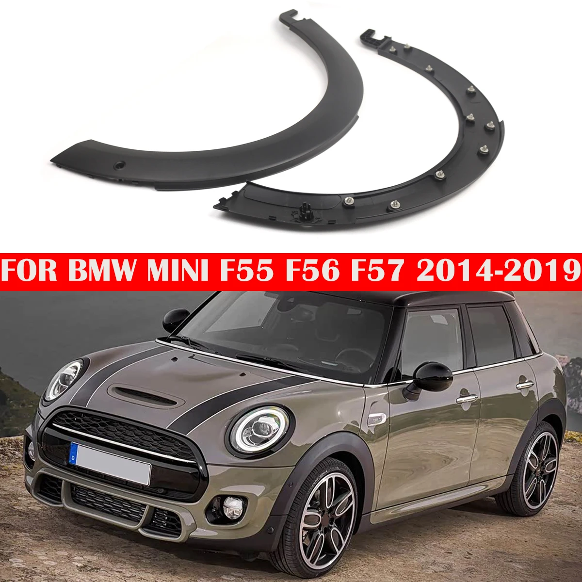

Car Front Wheel Arch Trim Eyebrow Upper Fender Rubber Cover Auto Fender For MINI F55 F56 F57 2014-2019 51777403259 51777403260