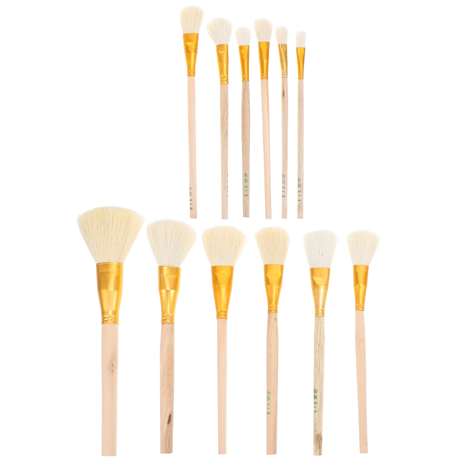 12 Pcs Paint Pen Wool Brush Wooden Handle Paintbrushes Goat Hair Gold Foil Outline Sweep for Craft Gilding Painting Child Leaf