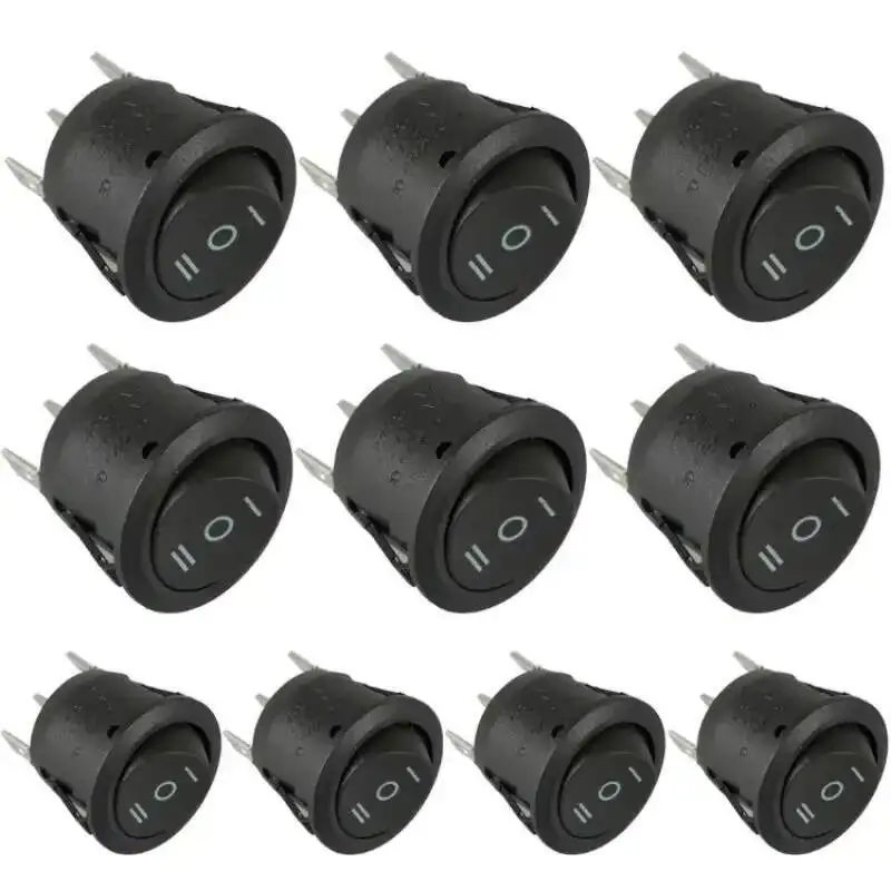 Uniteelec 10 Uds ON/OFF/ON ON-OFF 2/3 posiciones SPDT /DPDT/SPST/DPST interruptor basculante redondo para barco 6A/250V 10A/125V