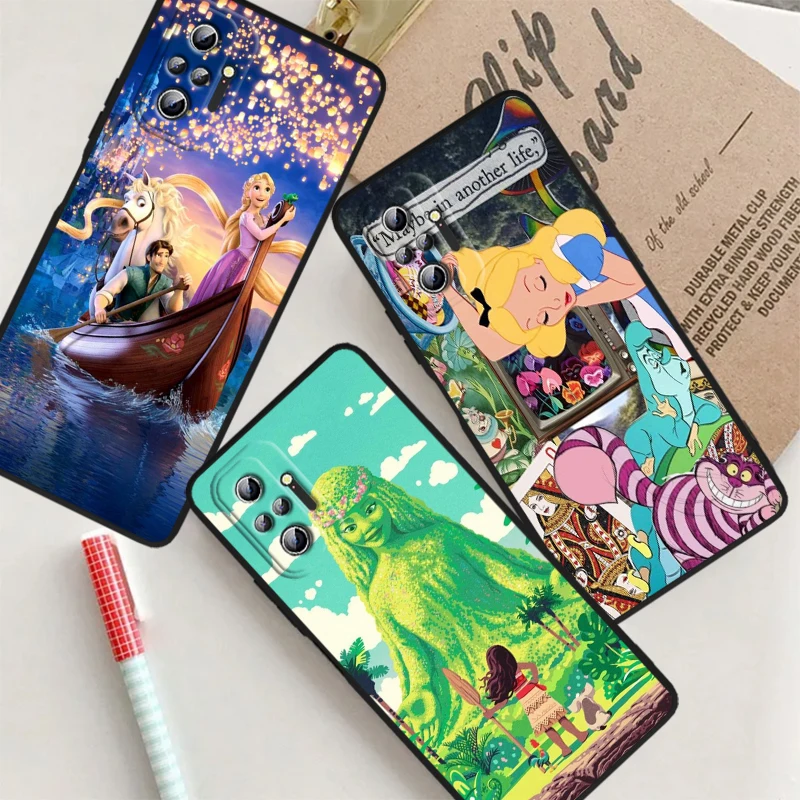 Disney Alice Princess Moana For Xiaomi Redmi Note 13 12R 12 12S Turbo 11 11T 11S 10 10S Pro Plus 5G Black Back Phone Case