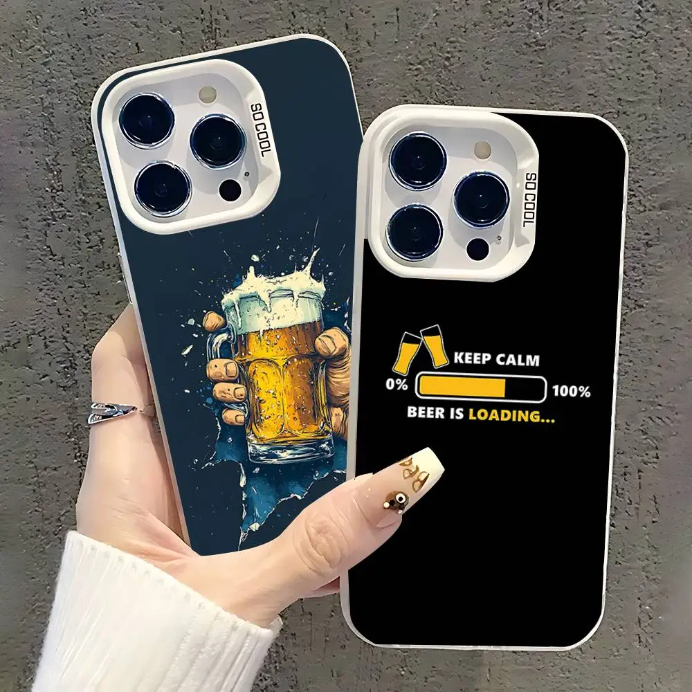 

Beer Alcohol Phone Case For iPhone 17,16,15,14,13,12,11,Pro,XS,Max,Plus,Mini,SE White Candy Matte Shockproof Cover