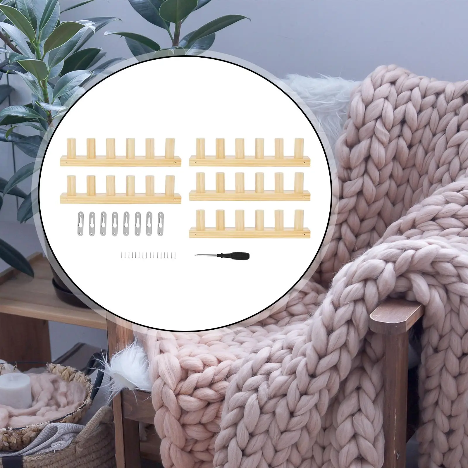 Chunky Knit Blanket Loom Kit Portable Wooden Weaving Frame for DIY Knitting Yarn Projects Quilting Tools