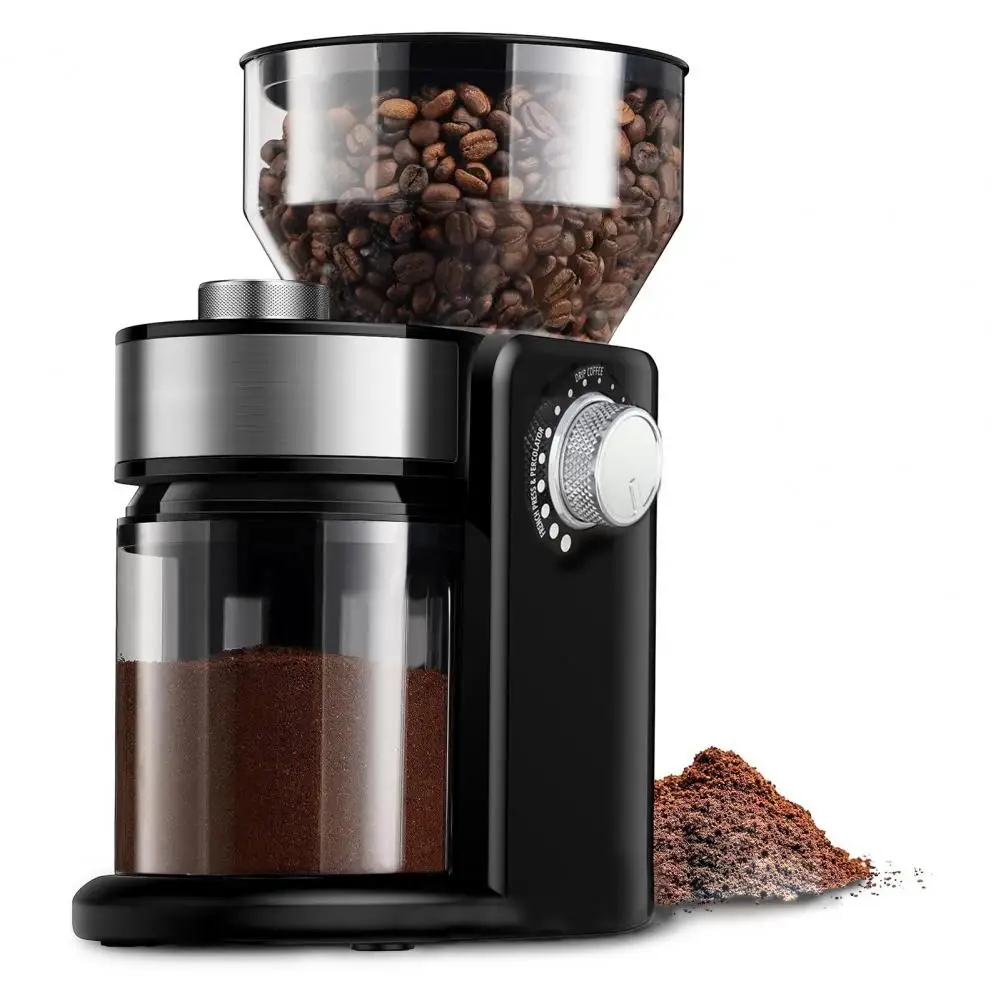 

Auto-stop Coffee Grinder Adjustable Electric Coffee Bean Grinder with Flat Burr for Home Use Eu Plug Automatic Coffee Grinding