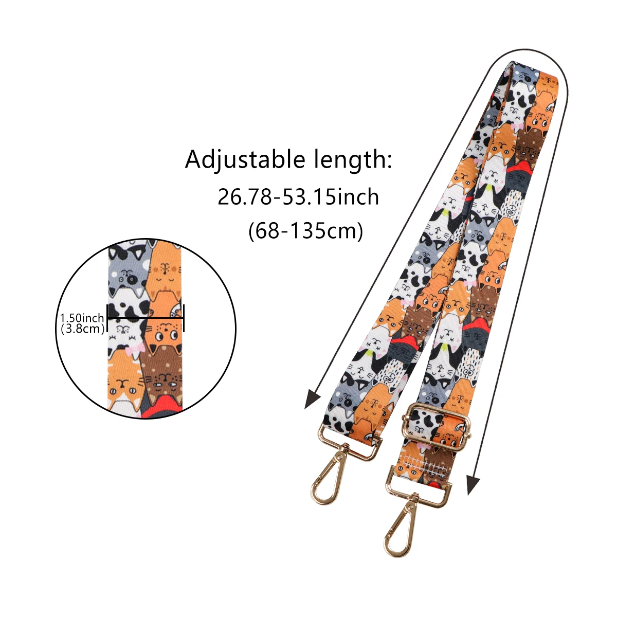 Cartoon Pet Fashionable Removable Bag Chain Female Crossbody Widening Adjustable Shoulder Starp Bag Accessories for Women