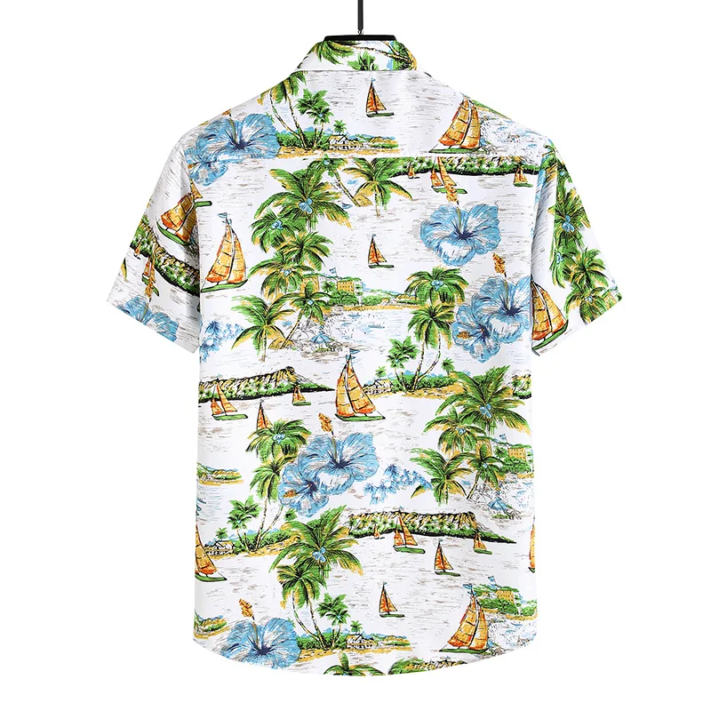 Hawaiian Clothes for Men Summer Shirts 2024 Vintage Coconut Tree Print Short Sleeve Chemise Fleurs Homme Mens Streetwear Blouses