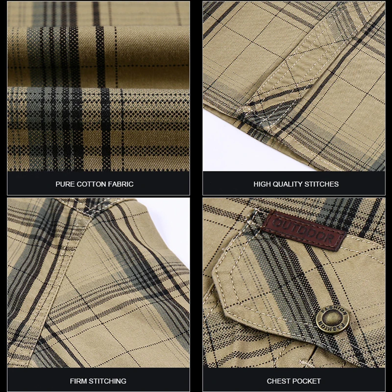 High Quality Men\'s Plaid Shirts Cotton Short Sleeve Shirt 5XL Oversized Pure Cotton Hawaiian Shirt Men Clothing A2F5002