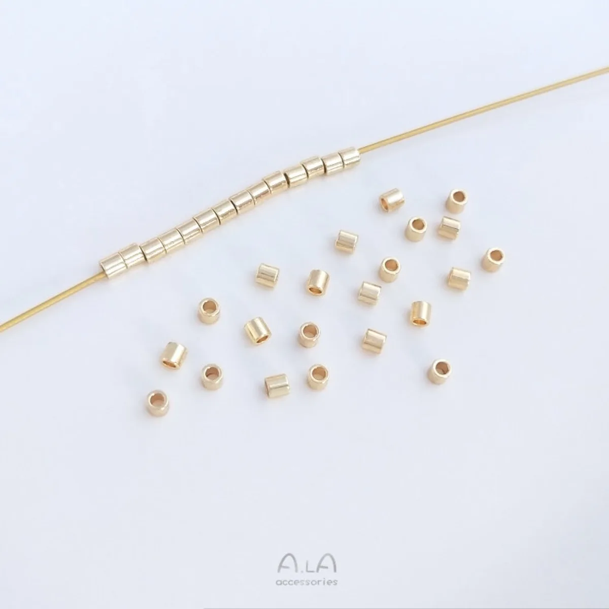100pcs 14K Gold Plated 2mm Thick Round Tube Beads Anti-flattening DIY Jewelry Loose Spacer Beads