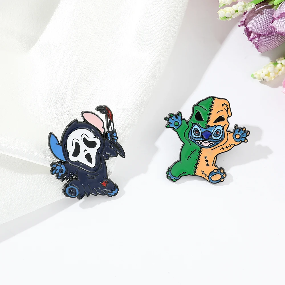 Hallowmas Collection Cute Stitch Metal Enamel Brooch Anime Lilo & Stitch Lapel Pin for Child Festive Days Cosplay Jewelry Gift