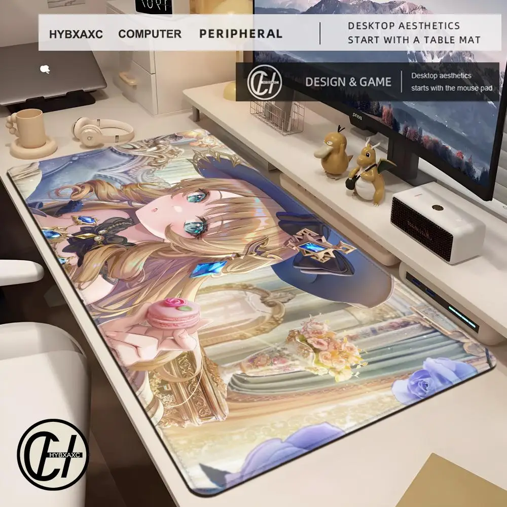 Navia Genshin Impact Anime Girl Mousepad Large Gaming Mouse Pad LockEdge Thickened Computer Keyboard Table Desk Mat