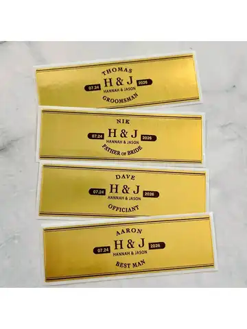 사용자 정의 골드 웨딩 시가 라벨 모노그램 이니셜 결혼 선물