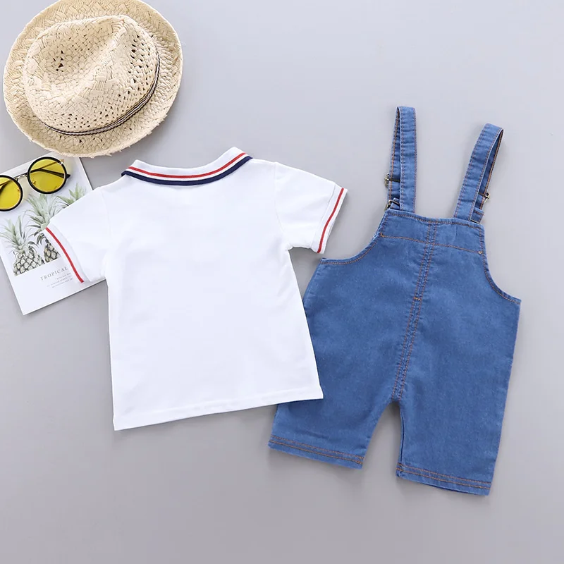 New Summer Baby Girls Clothes Suit Children Boys Cotton T-Shirt Overalls 2Pcs/Sets Toddler Casual Costume Infant Kids Tracksuits