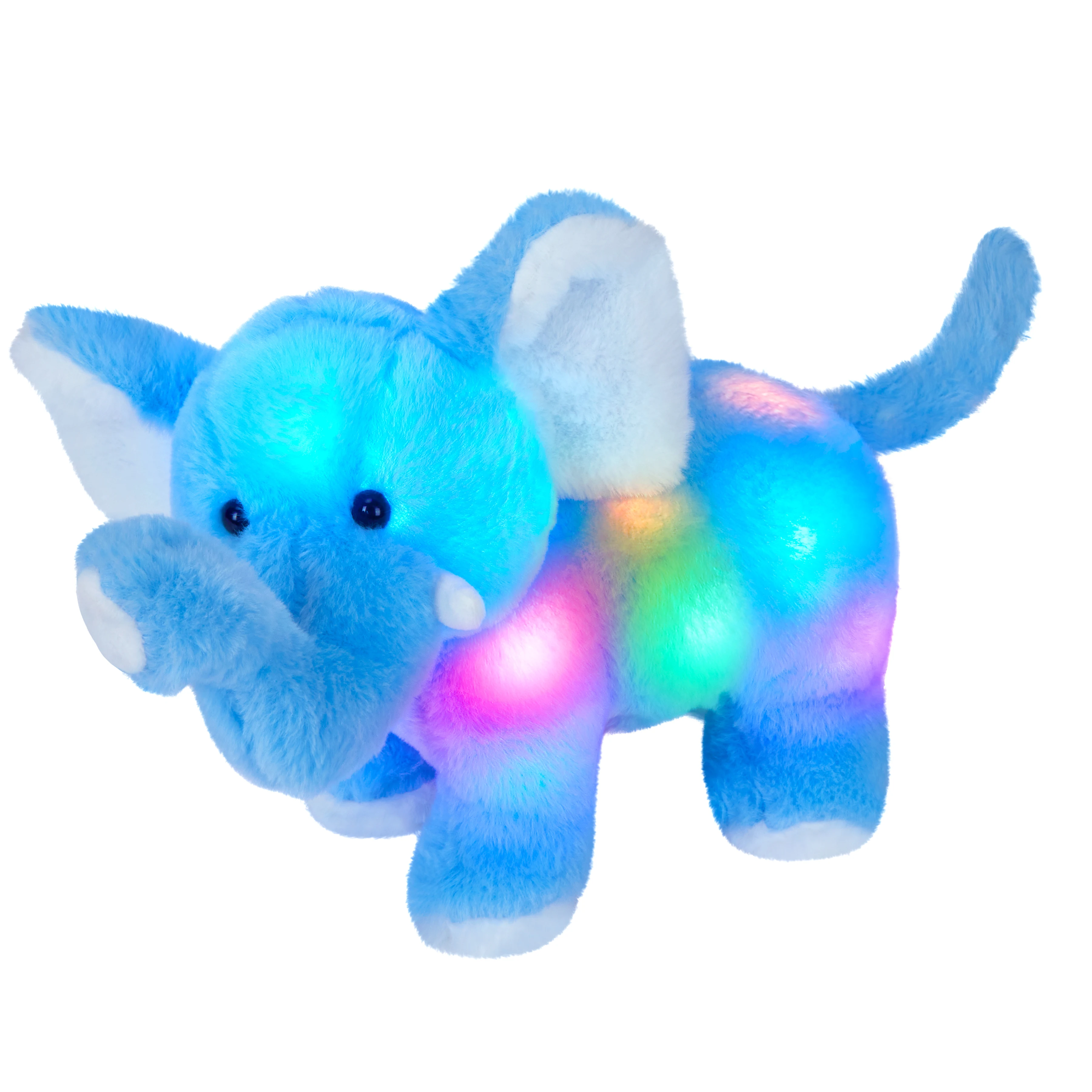 

35cm Night Light Music Elephant Blue Plush Toys Throw Pillows Cute Kawaii Doll for Girls Festival Gift Stuffed Animals Kids