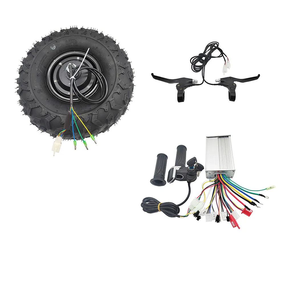 Hoge Koppel Kruiwagen 24V 36V 48V 350W 500W Elektrische Borstelloze Motor Kit 14.5Inch Off-Road Banden